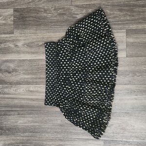 Ganni Navy/Gold Polka Dot Pull On Metallic Ruffled Shirred Mini Skirt Size Med